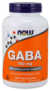 Gaba Gamma-aminoboterzuur 750 MG 200 capsules NOW FOODS